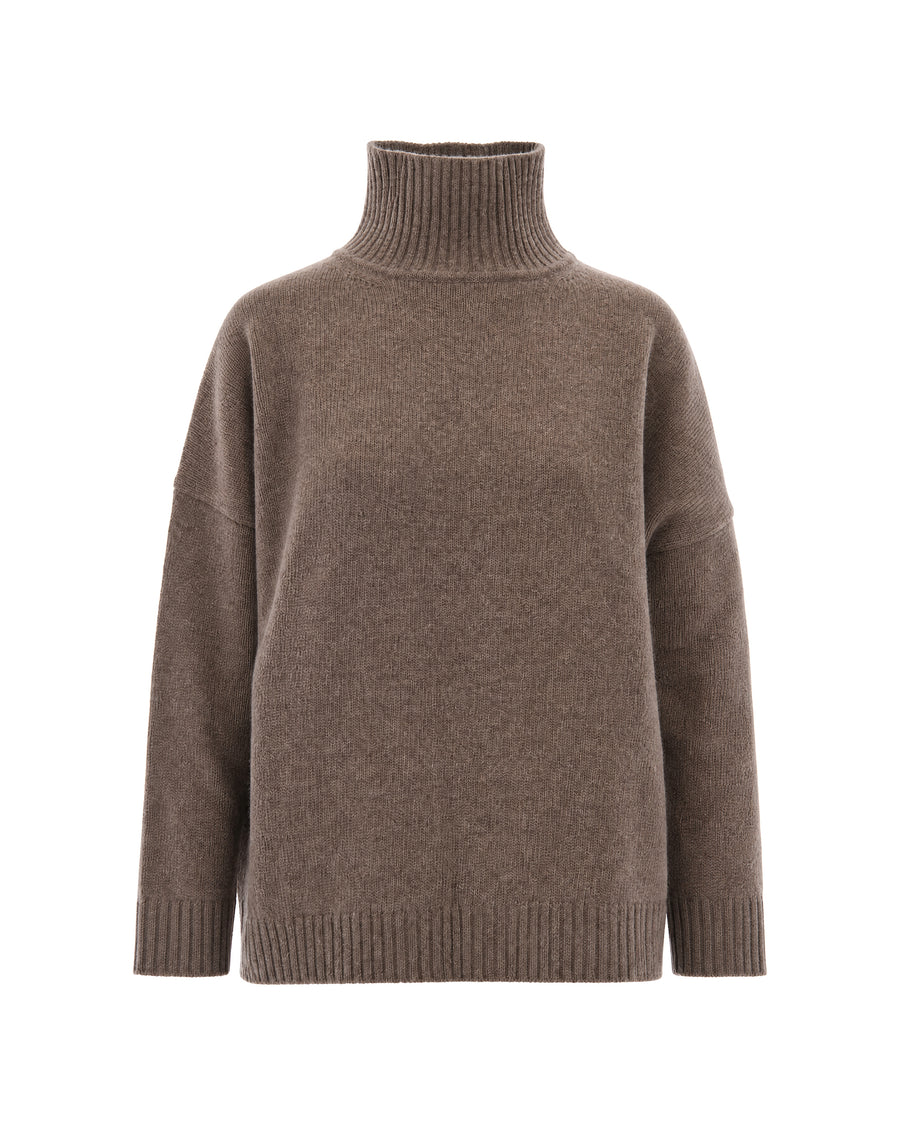 High-Neck Virgin Wool Jumper Hazelnut Jumpers