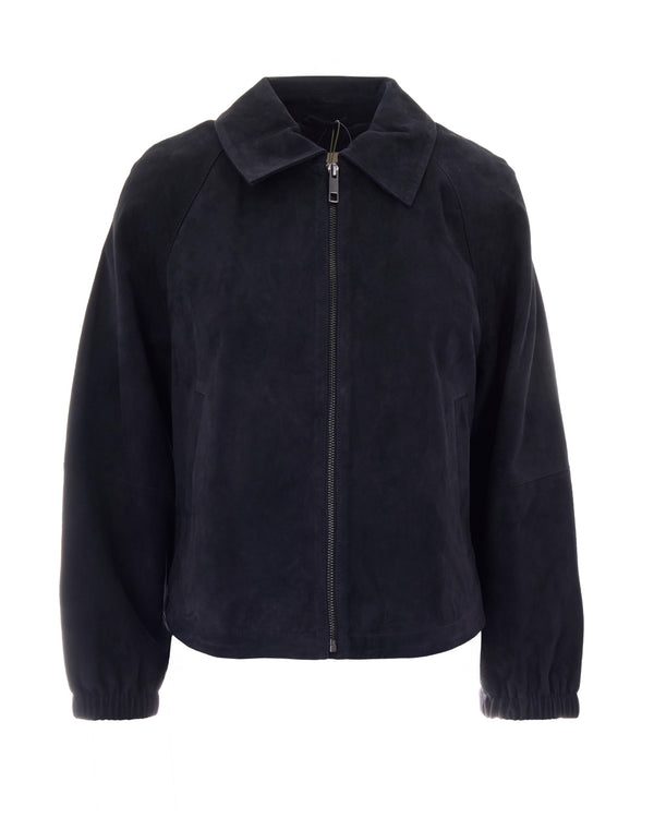 Suede Jacket Blue Goat Leather