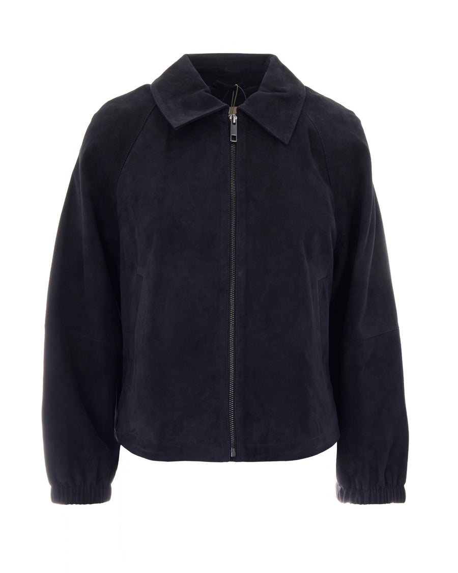 Suede Jacket Blue Goat Leather