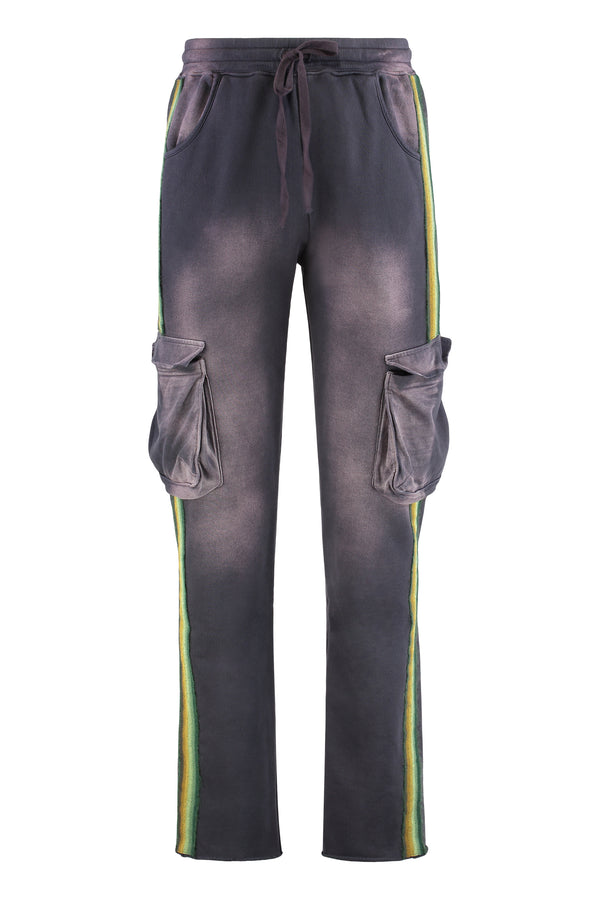 Grey Cotton Cargo Trousers Track Pants