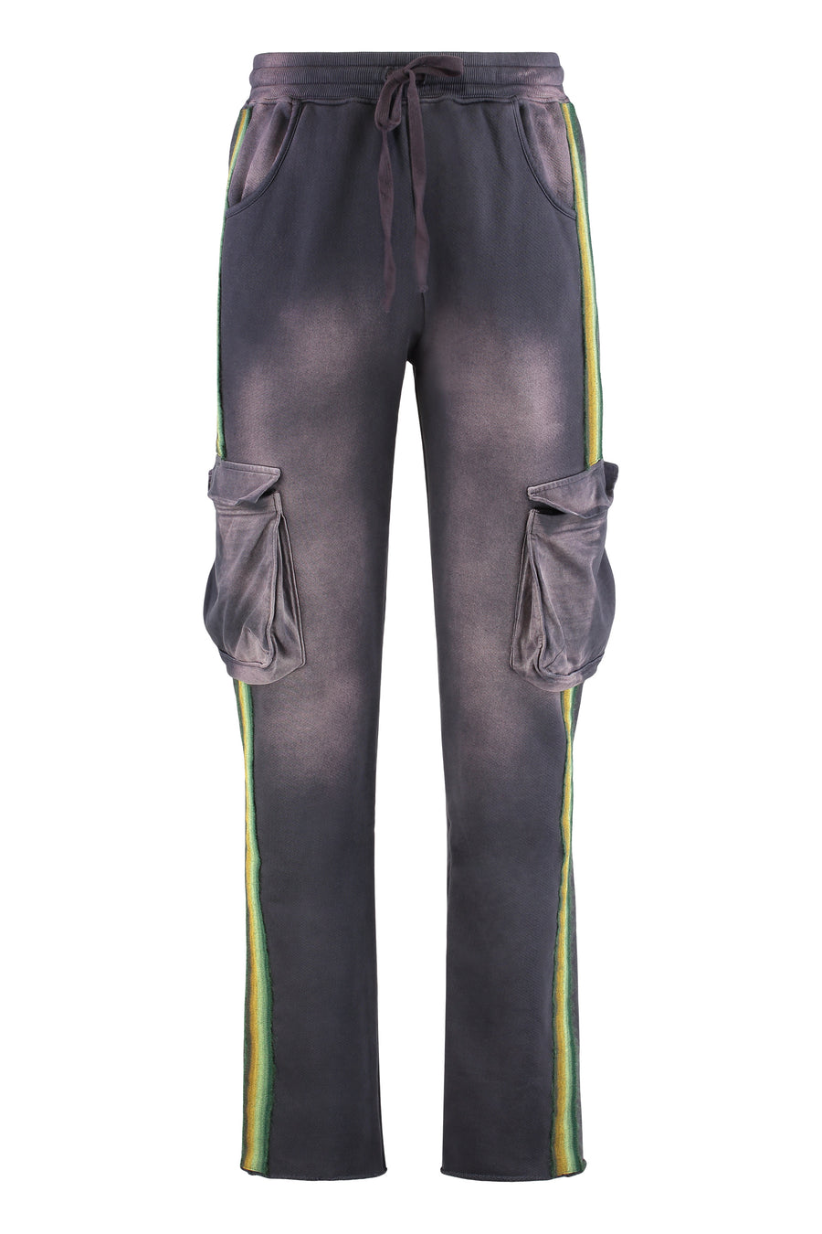 Grey Cotton Cargo Trousers Track Pants