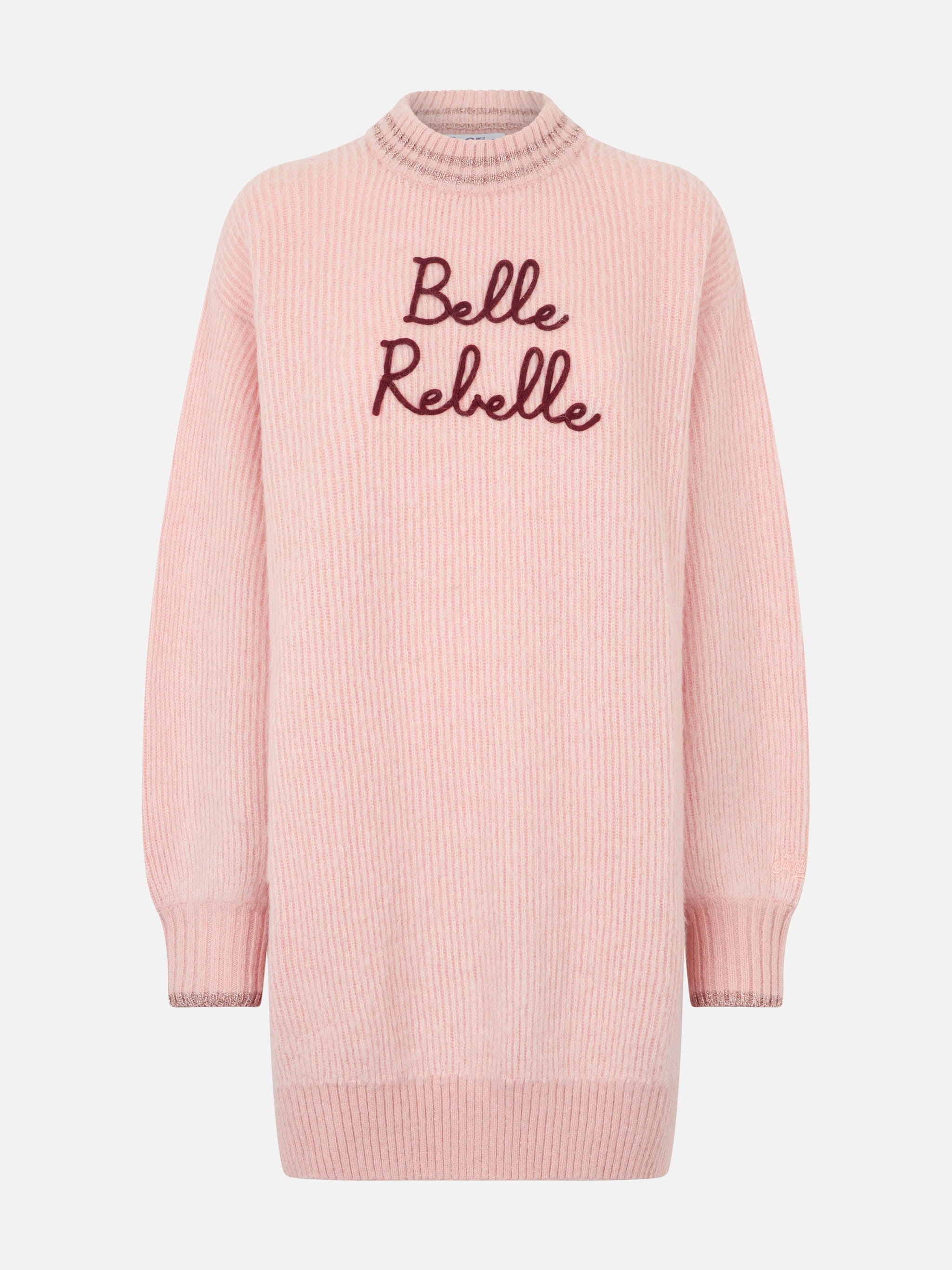 Brushed Knit Dress With Belle Rebelle Embroidery Pink Knitwear