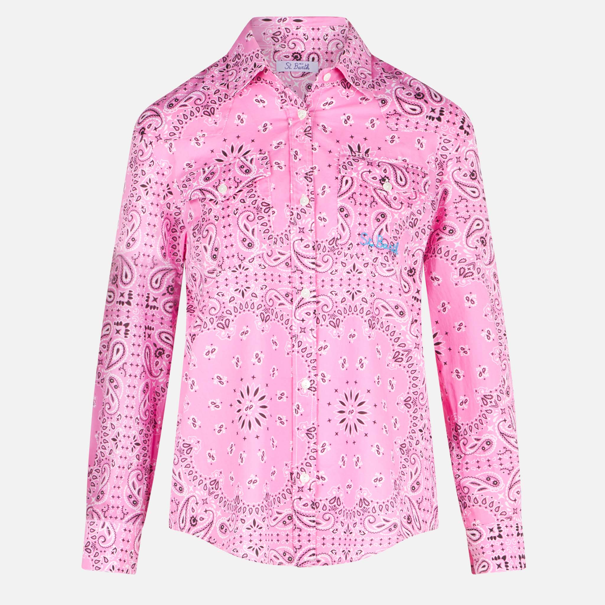 Amaya Pink Bandana Print Western Shirt