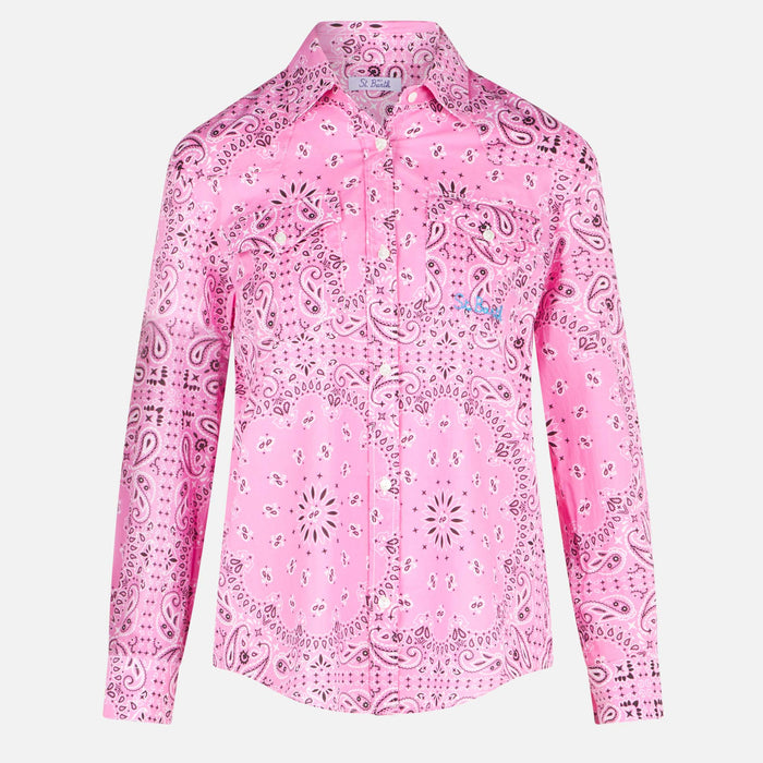 Amaya Pink Bandana Print Western Shirt