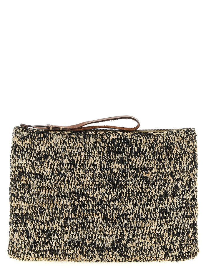 Ampy clutch White/black Raffia