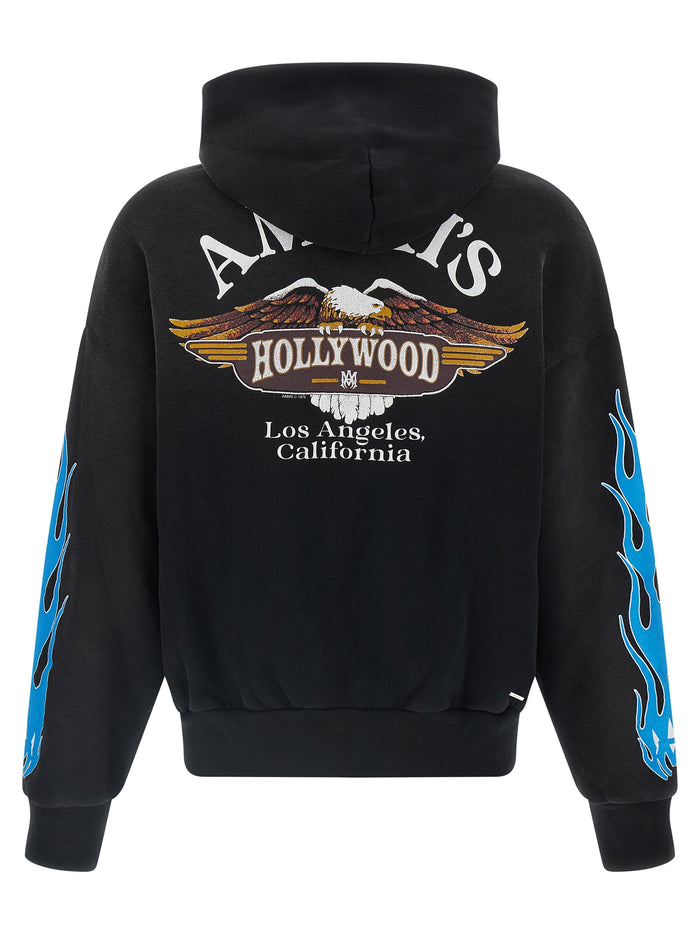 MA Flames hoodie Black Cotton Sweatshirt