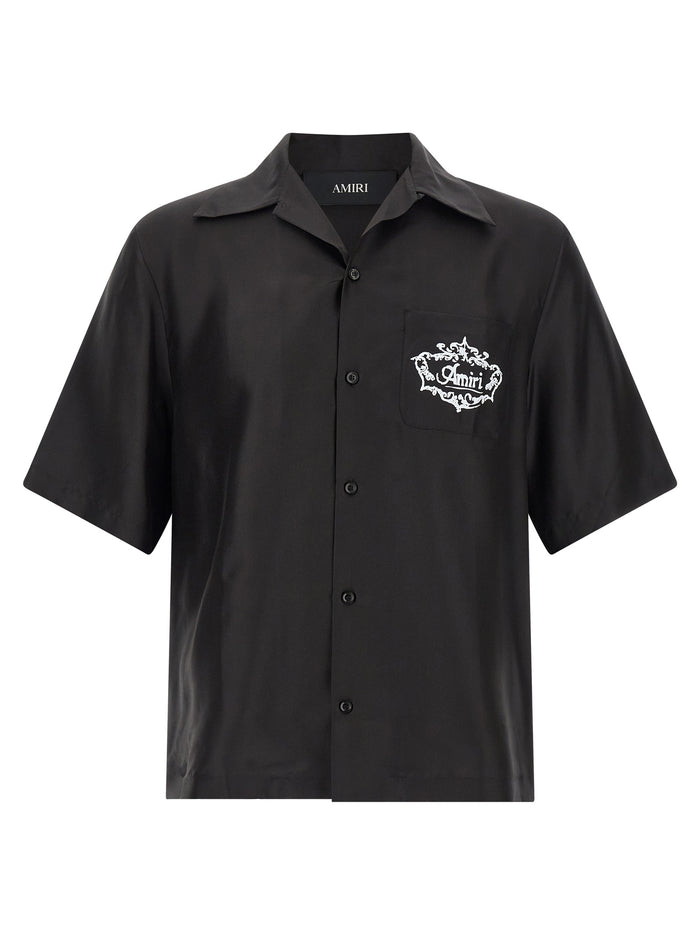 Chateau Crest Camp shirt Black Silk Shirt, Blouse