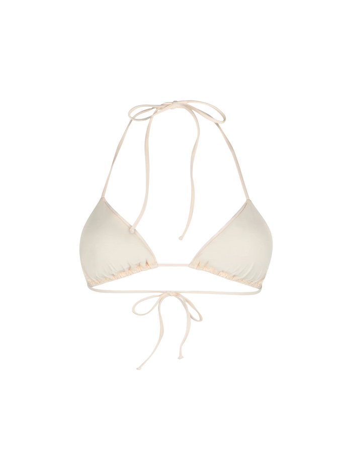Nude Annabelle Triangle Bikini Top With Rhinestones White