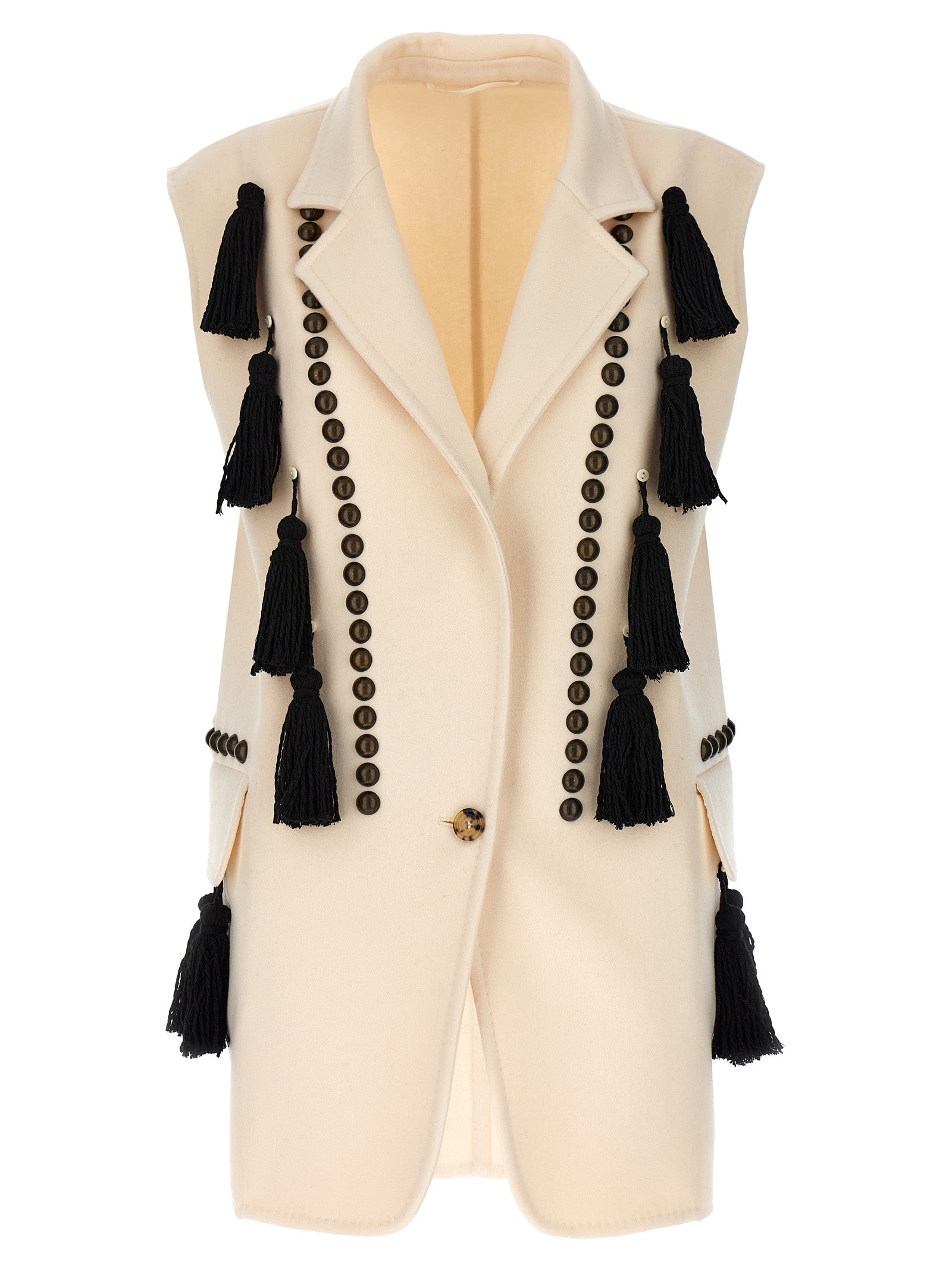 Arco waistcoat White/black Virgin Wool Cashmere Gilet