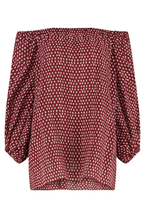 Polka-Dot Silk Blouse Red Blouses