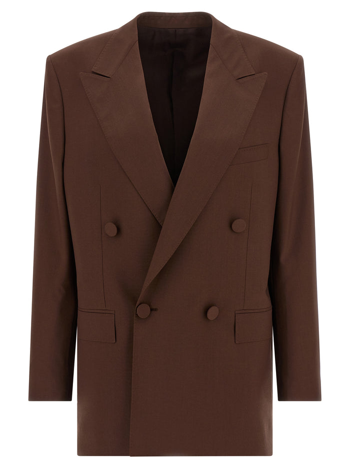 Amedeo blazer Brown Virgin Wool Blazer, Suits