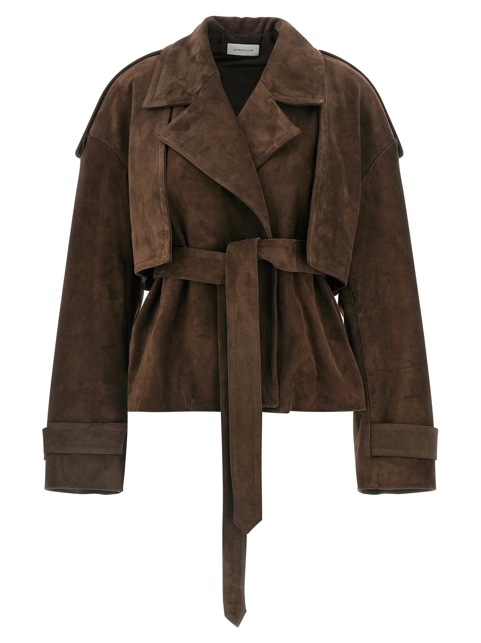 Flaminia Trench Coat Brown Calfskin Leather (bos Taurus) Down Jacket, Parka, Casual Jackets