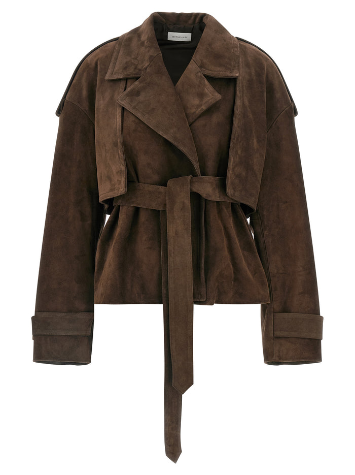 Flaminia Trench Coat Brown Calfskin Leather (bos Taurus) Down Jacket, Parka, Casual Jackets