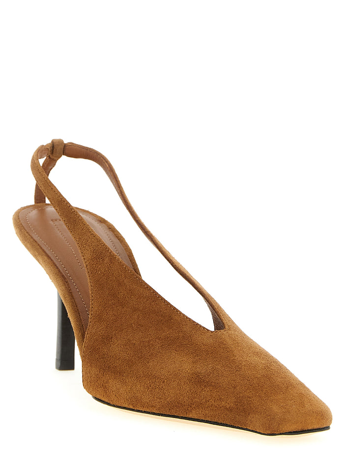 Evelina slingback Brown Leather Pumps