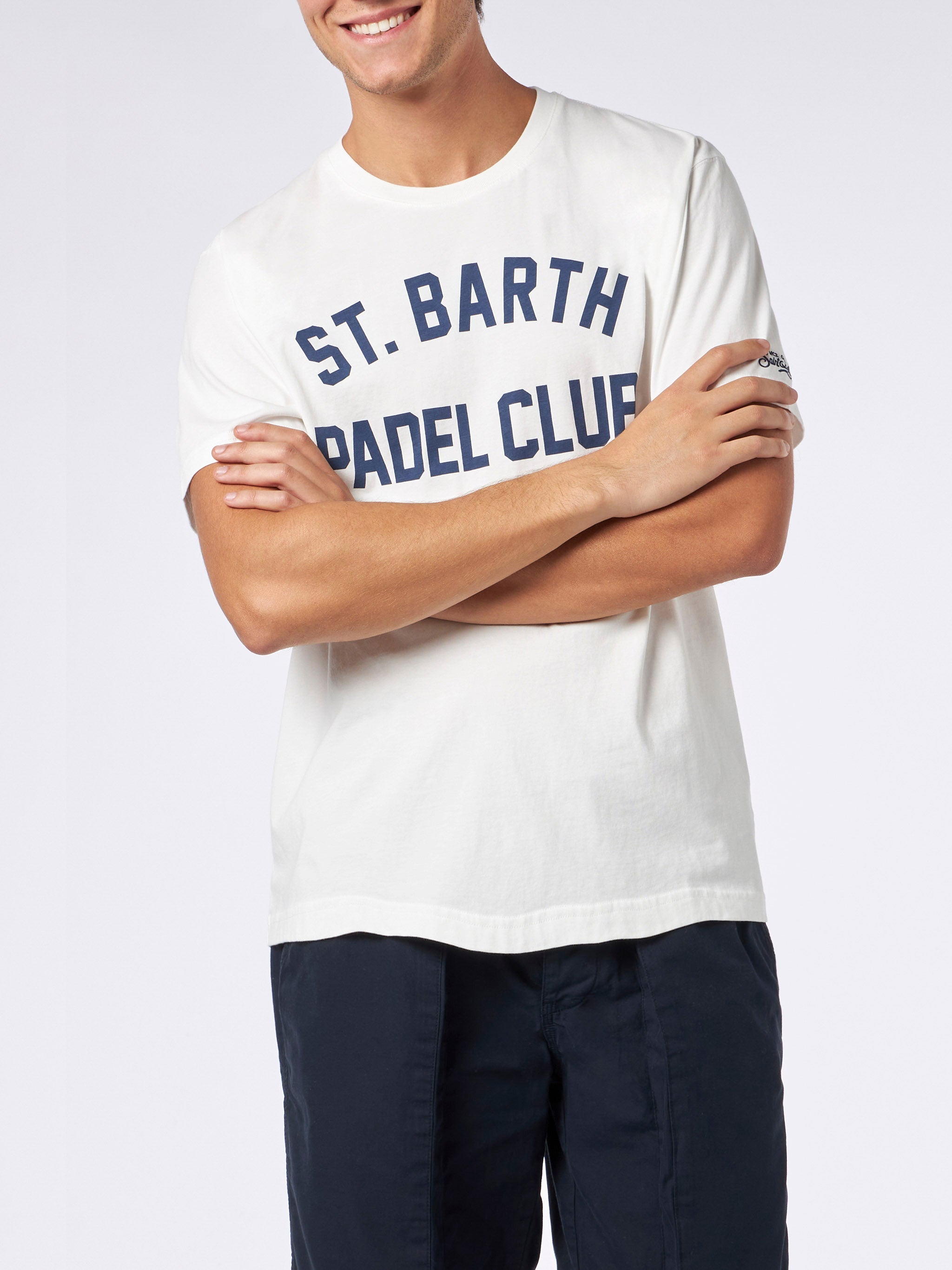 Man Heavy Cotton T-Shirt With St. Barth Padel Club White