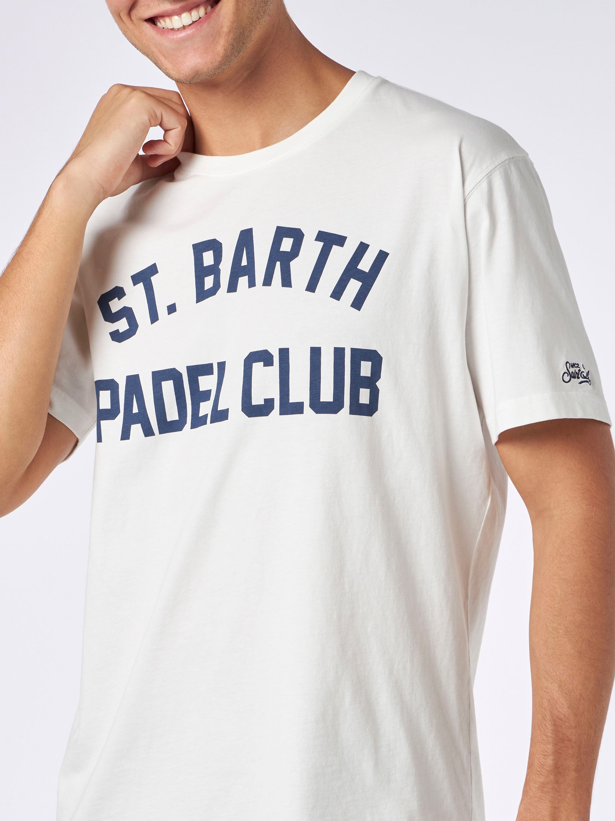 Man Heavy Cotton T-Shirt With St. Barth Padel Club White