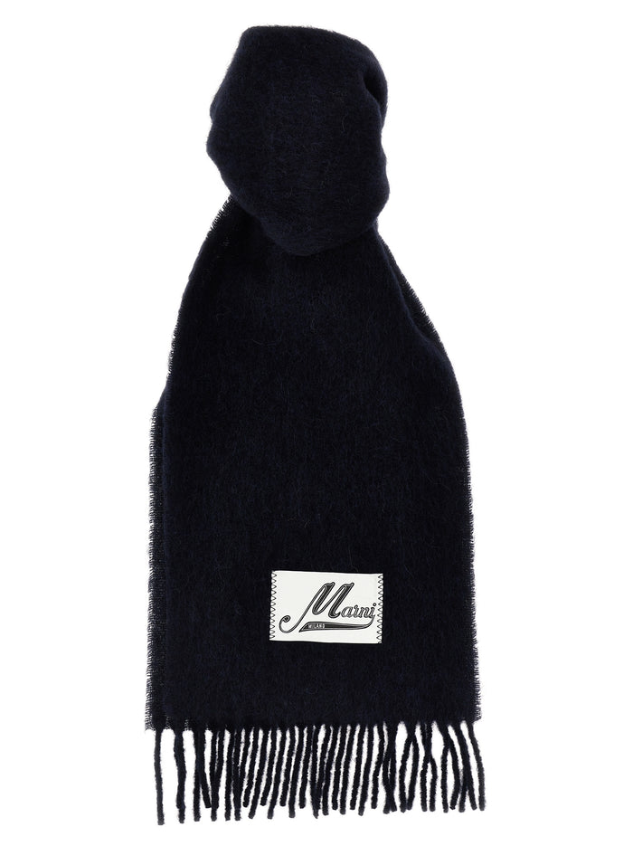 Logo patch scarf Blue Alpaca Wool Polyamide Scarves, Foulards