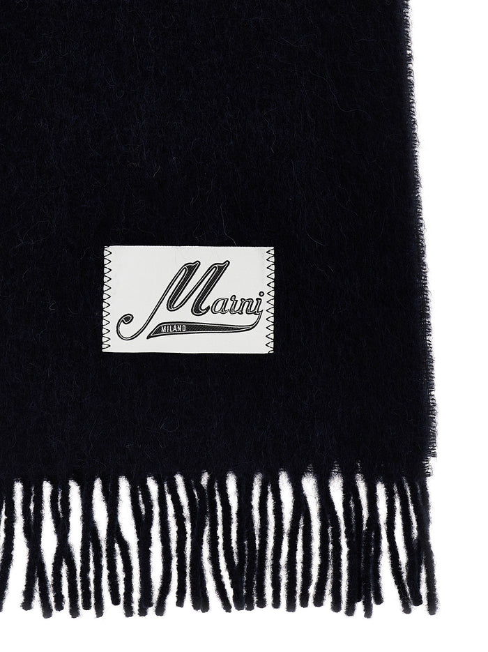 Logo patch scarf Blue Alpaca Wool Polyamide Scarves, Foulards