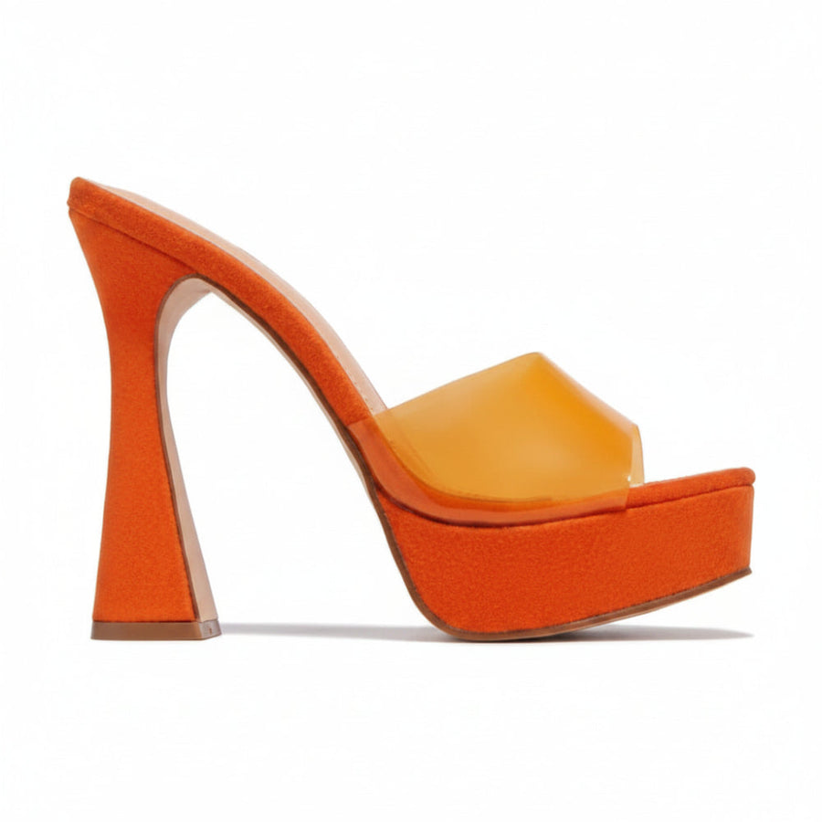 Lady Godiva Platform Mule Orange