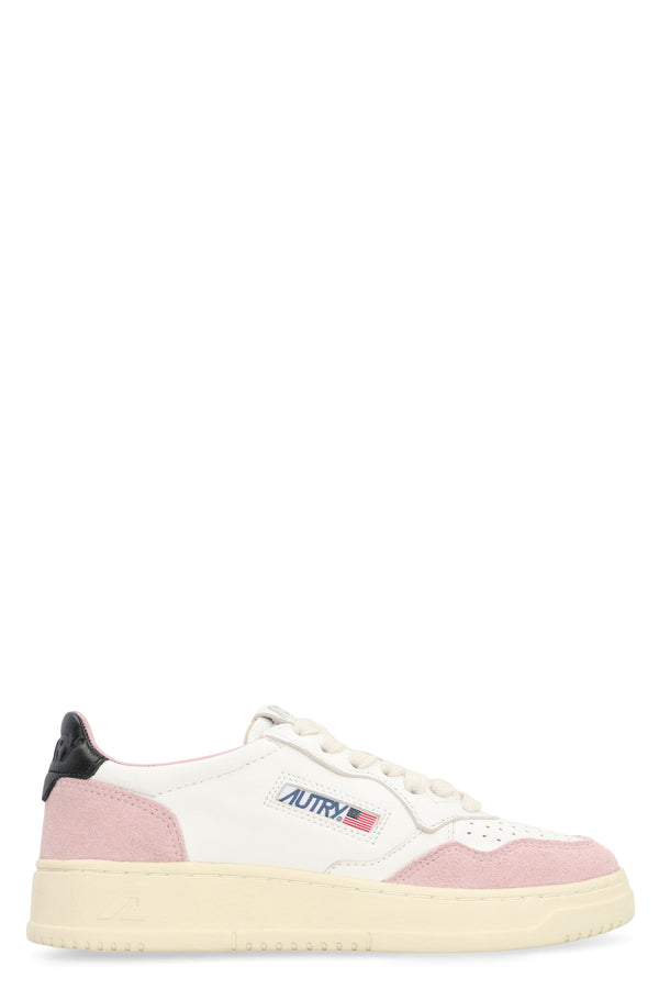 Leather Sneakers With Contrasting Heel White Cow Hide Trainers