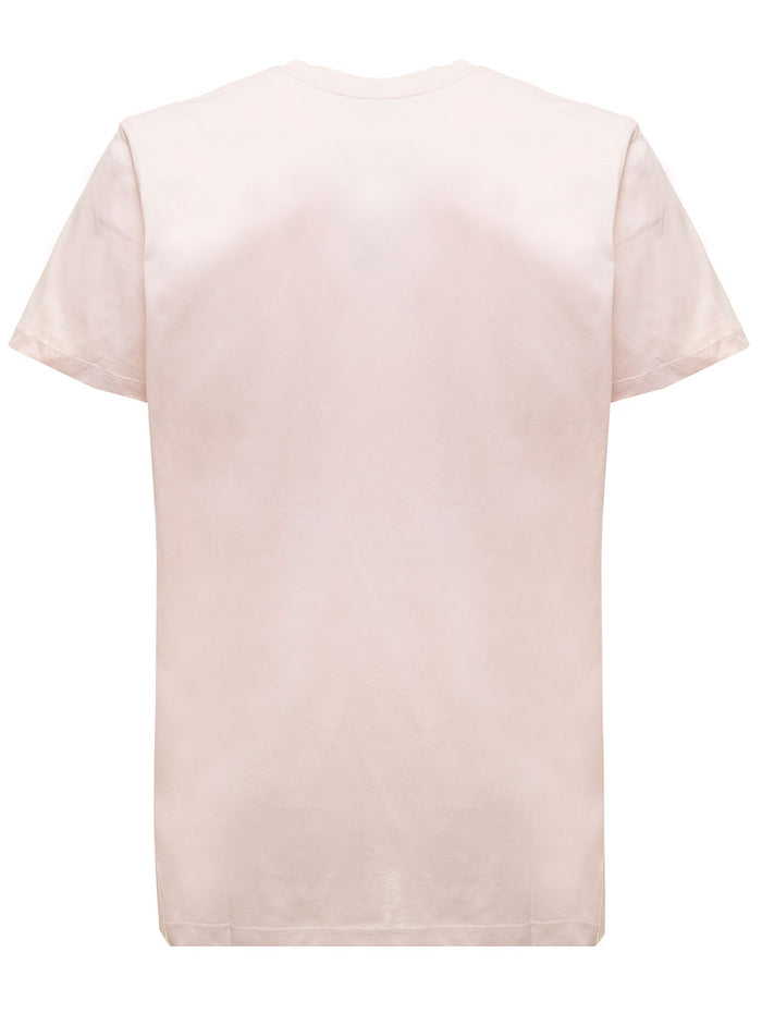 Pink Cotton T-Shirt With Logo Print Balmain Man Tshirts And Polo Shirts