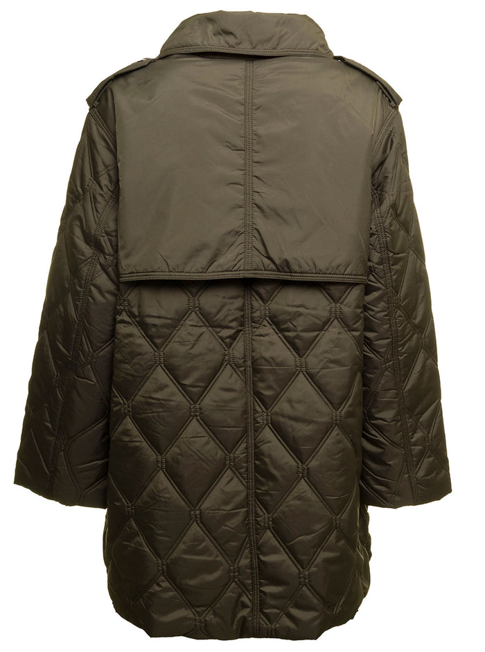 Quilted Green Recycled Ripstop Jacket Ganni Woman Polyester