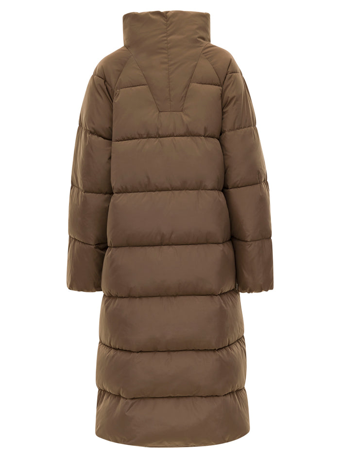 Tech Puffer Oversized Coat Beige Polyester