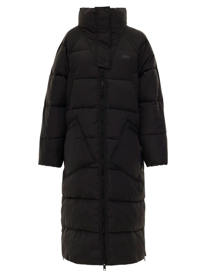 Tech Puffer Oversized Coat Black Polyester