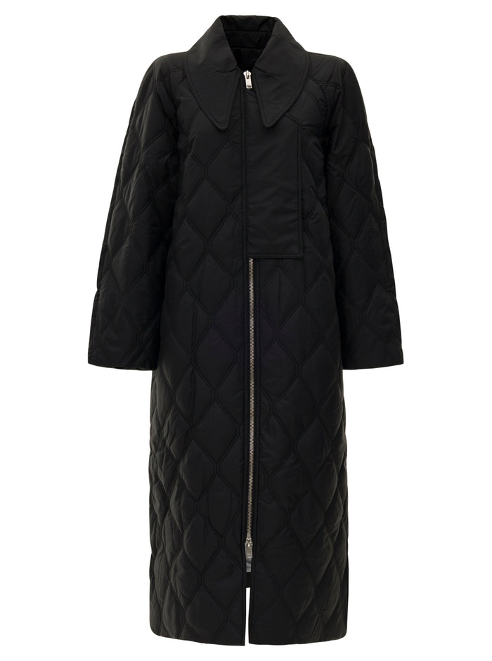 Ripstop Quilt Coat Black Poliestere