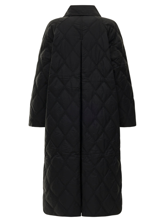 Ripstop Quilt Coat Black Poliestere