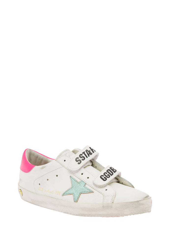 Old School White Leather Sneakers Golden Goose Girl Calf Ovis