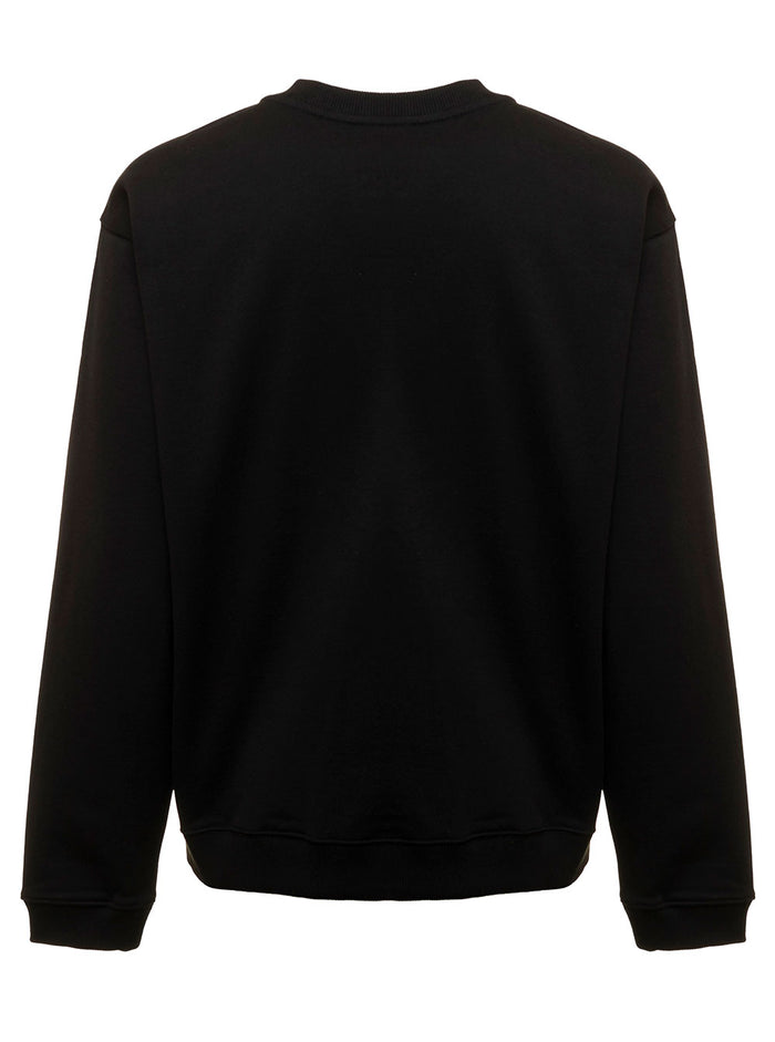 Black Sweatshirt Light Fllece With Broke Flower Embroidery To The Chest Kenzo Man Cotton Sweatshirts