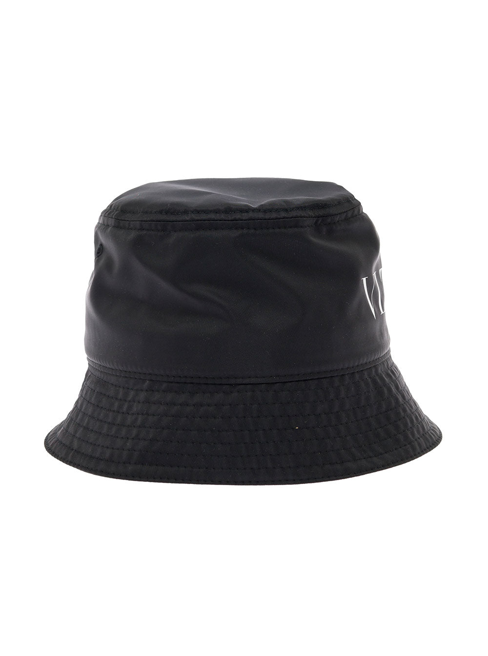 Black Nylon Bucket Hat With Logo Print Valentino Man Polyamide And Gloves