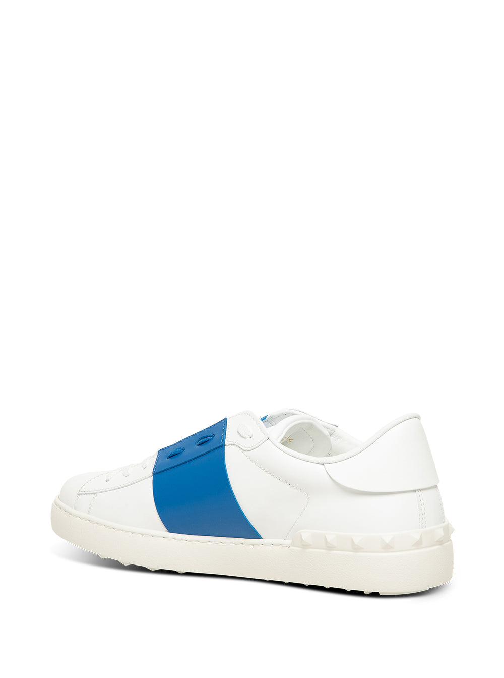 Valentino Garavani Mans Rockstud White And Blue Leather Sneakers Calf
