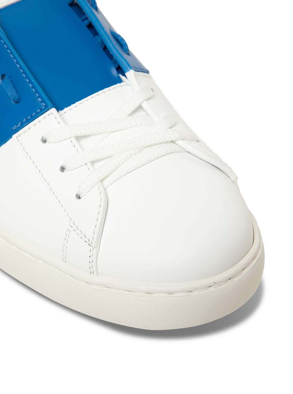Valentino Garavani Mans Rockstud White And Blue Leather Sneakers Calf