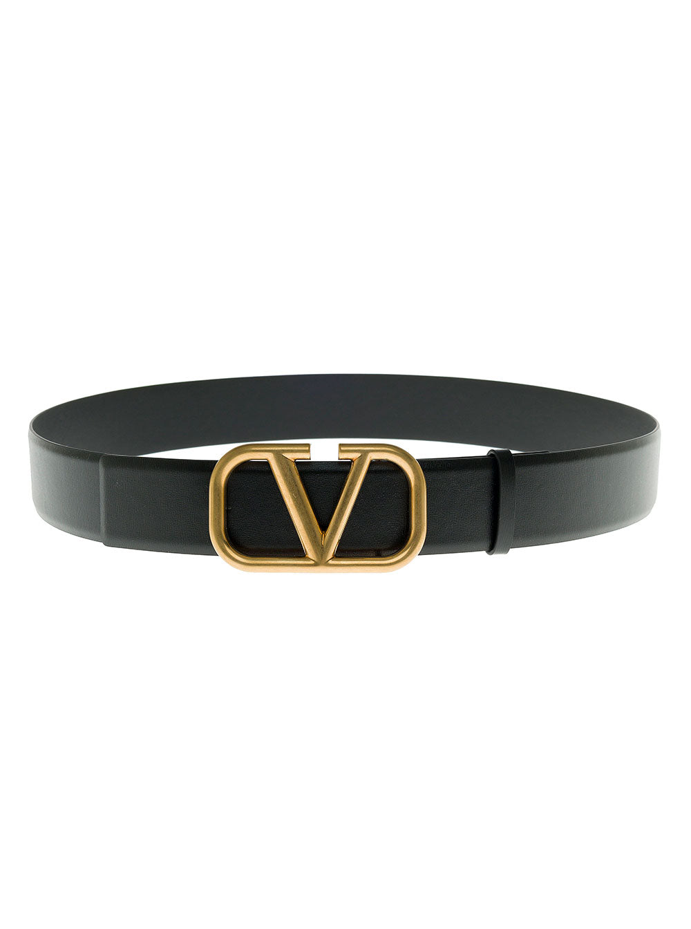 Vlogo Black Leather Belt Valentino Garavani Man Calf