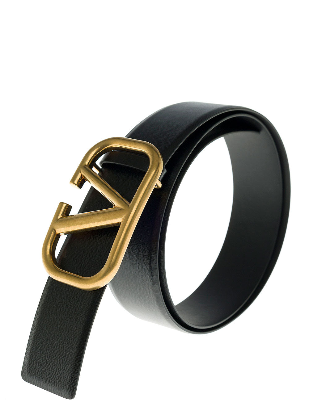 Vlogo Black Leather Belt Valentino Garavani Man Calf