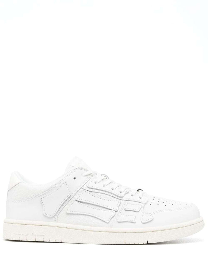 Skel Top Low White Sneakers With Skeleton Patch Leather Man Calf