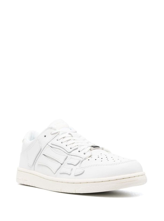Skel Top Low White Sneakers With Skeleton Patch Leather Man Calf