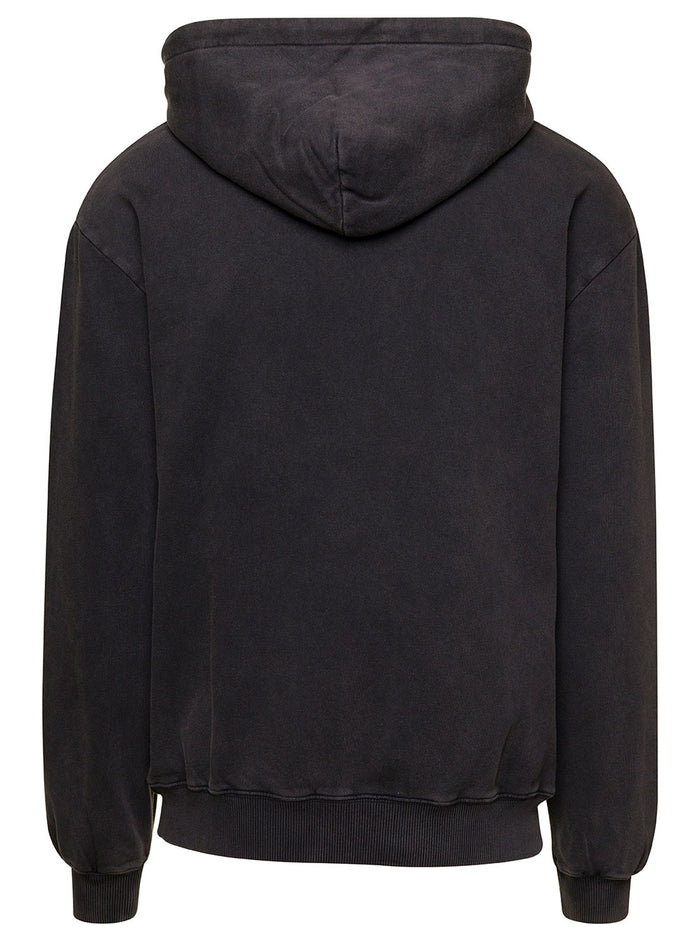 Revolution Black Hoodie With Kangaroo Pocket Cotton Man Sweatshirts