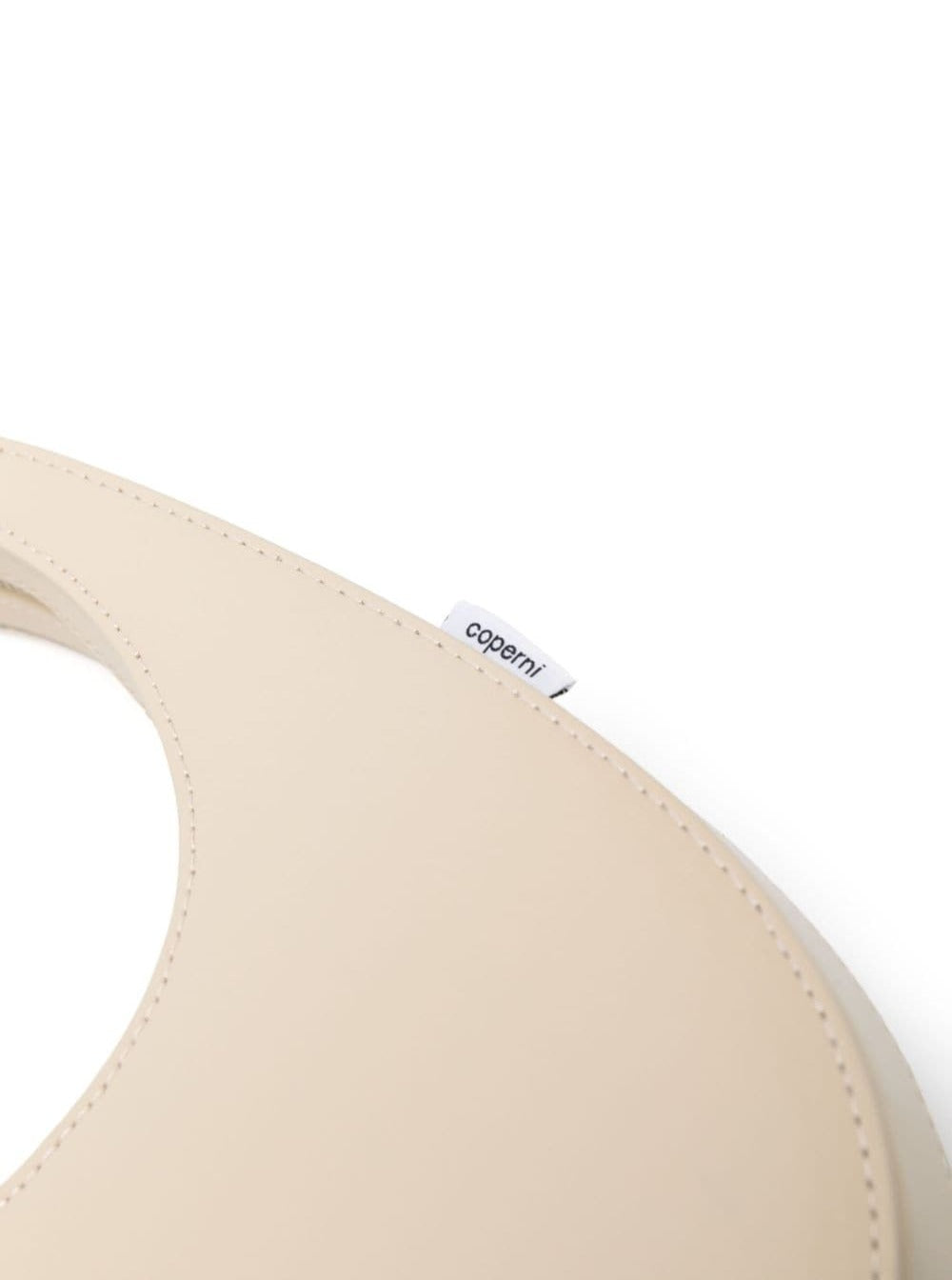 Beige Monochrome Mini Swipe Bag With Oval Handle Leather Woman Calf Shoulder