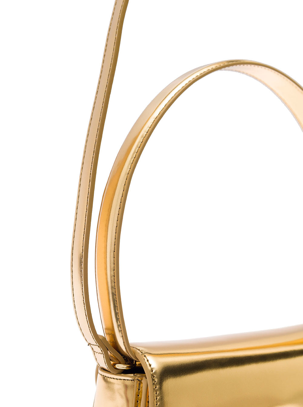 1dr Gold-Colored Handbag With Electroplated Oval D Plaque Glossy Mirrored-Leather Woman Metallic Pmu Shoulder Bags