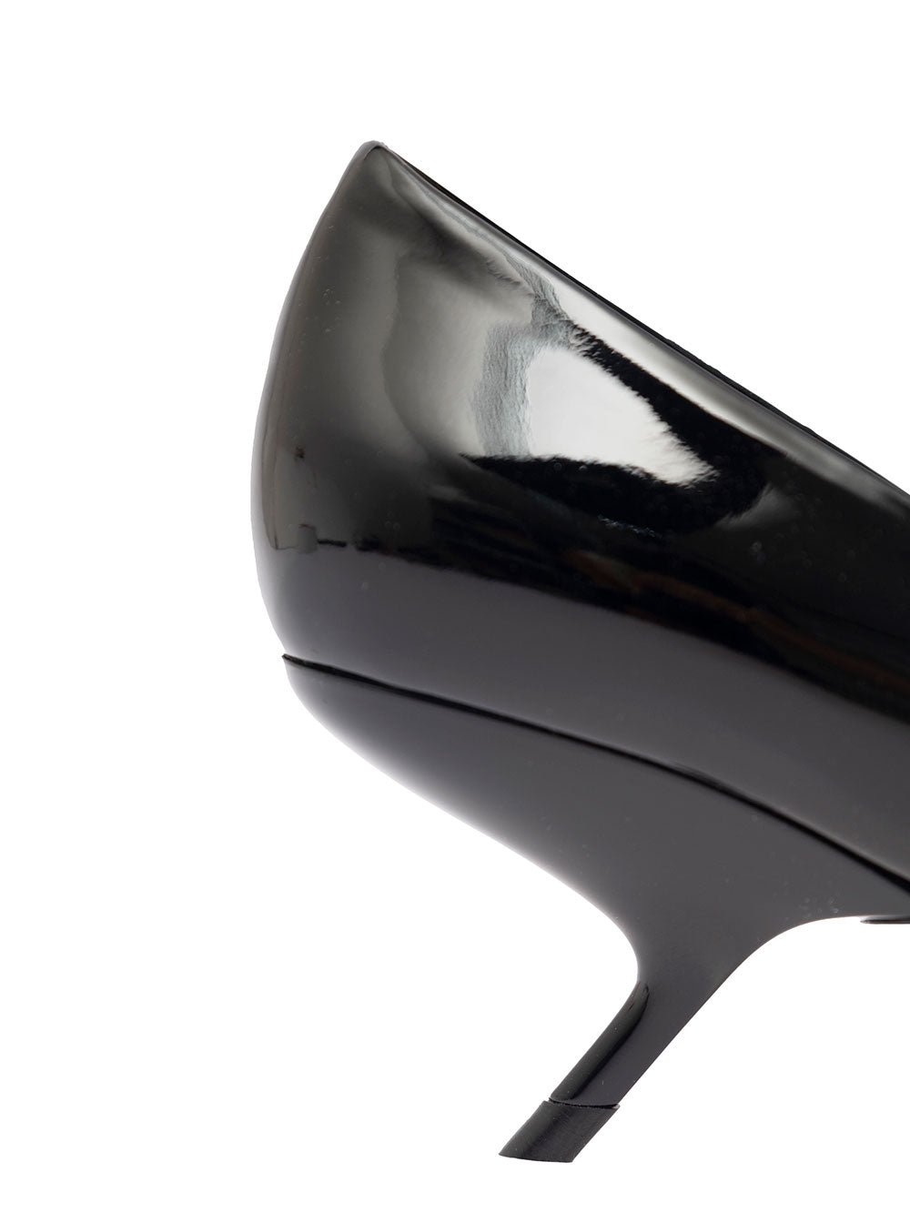 Eva Black Pointed Pumps With F Wedge Heel Patent Leather Woman Calf Heels