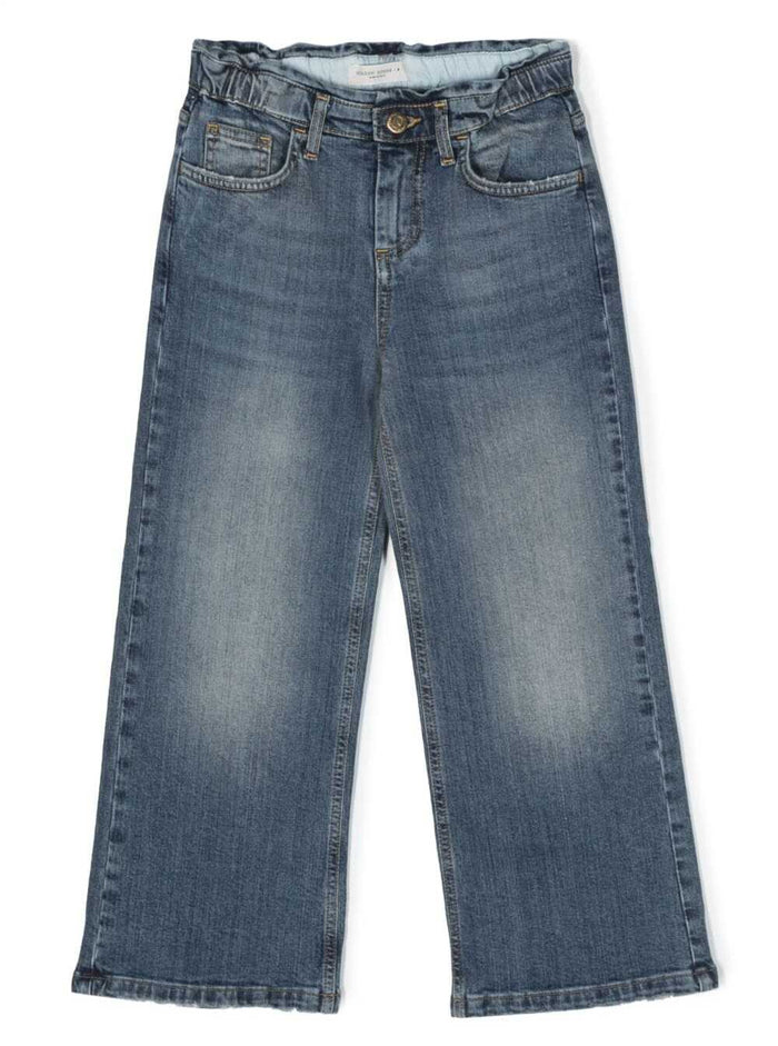 Journey- Girls Elasticated Waist Wide Leg Jeans- Medium Stone Washed Stretch Denim Include Il Codice Gyp01605p00119750765 Blu Cotton Elastane