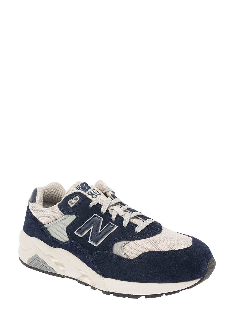 Blue And White Low-Top Sneakers With Suede Inserts Logo Patch Leather Man Blu