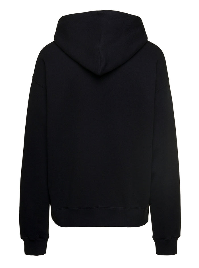 Off Stamp Skate Hoodie Black White Cotton Sweatshirts