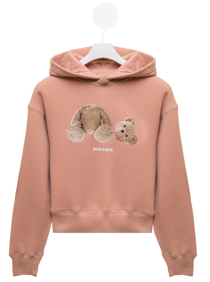 Palm Angel Kids Girls Pink Sweatshirt With Classic Overlogo Print Cotton Sweatshirts