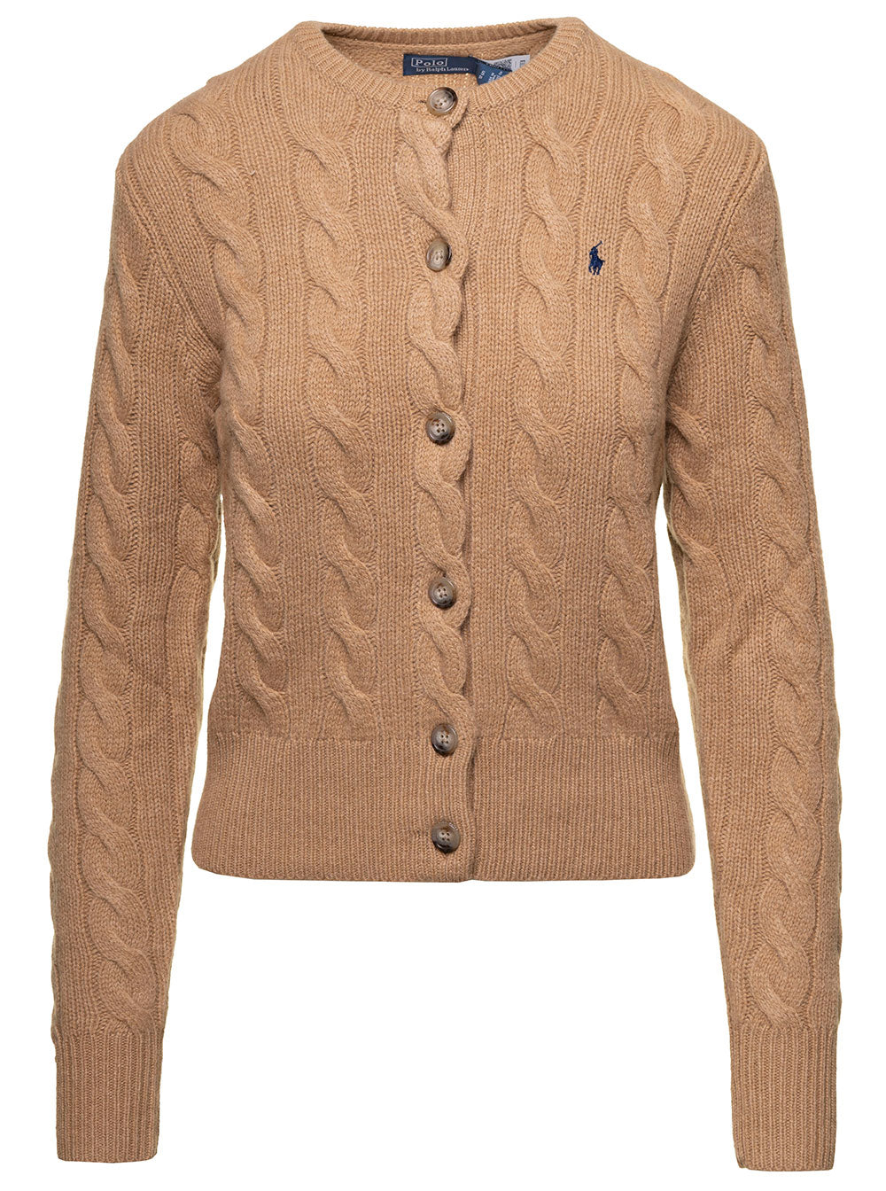 Wl Cash Crdi-Long Sleeve-Cardigan Beige Wool Cashmere Jersey