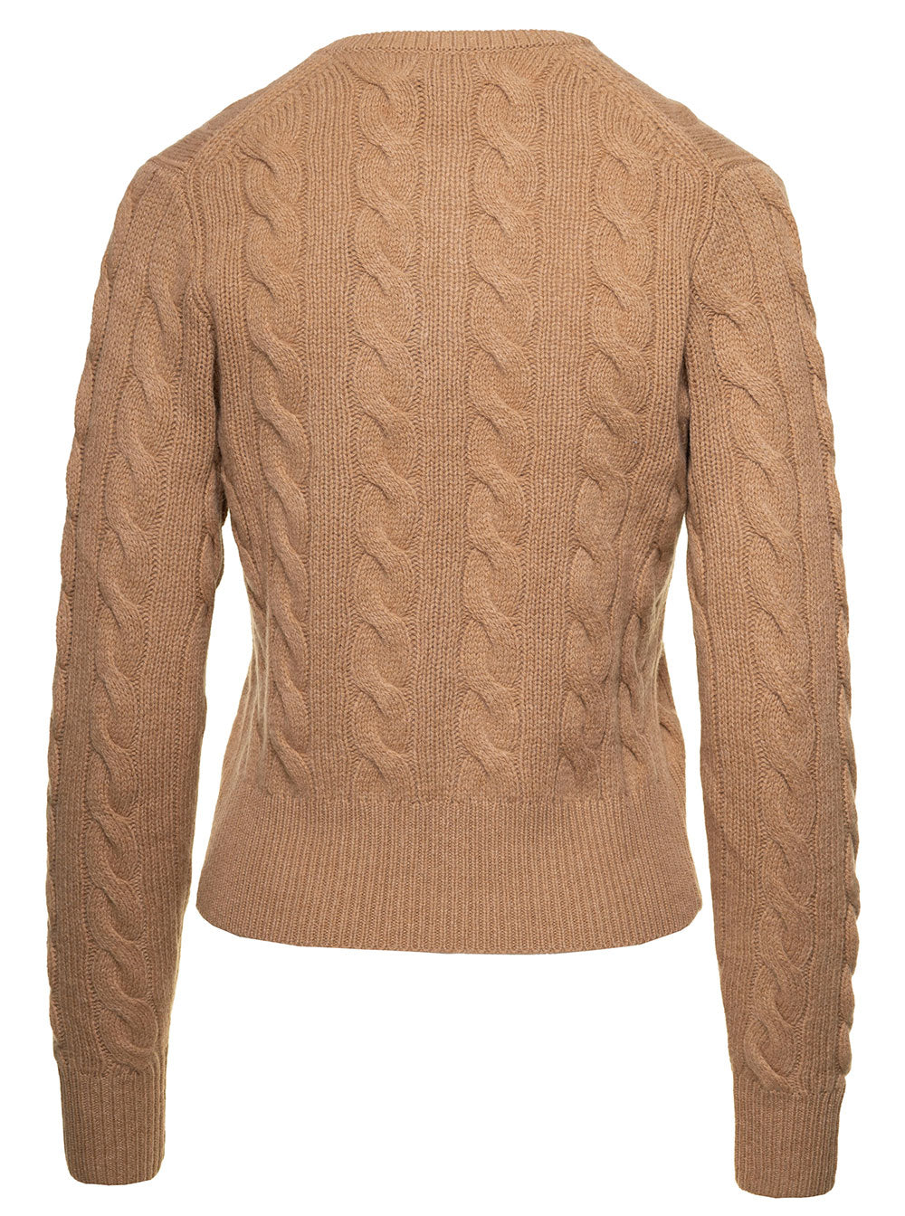 Wl Cash Crdi-Long Sleeve-Cardigan Beige Wool Cashmere Jersey