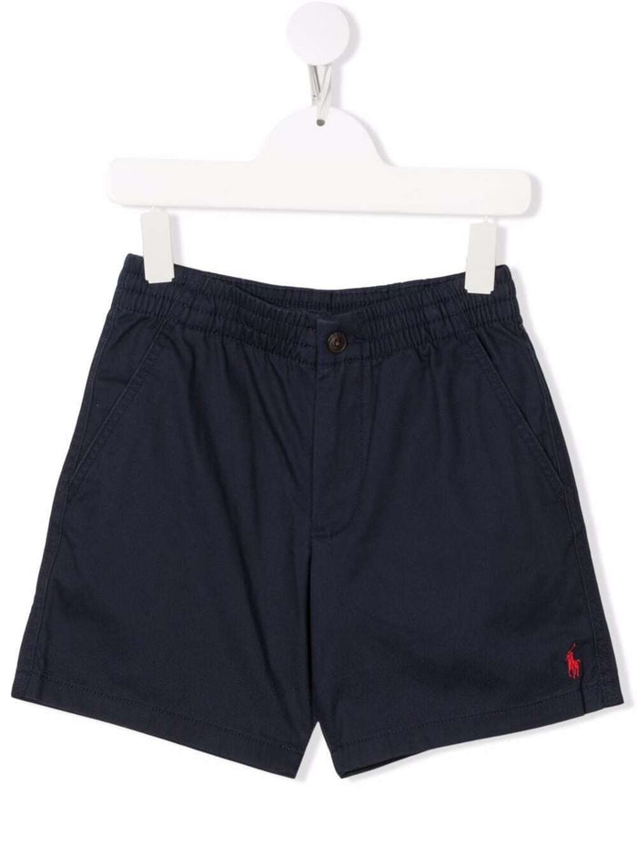 Polo Ralph Lauren Boy Cotton Blue Bermuda With Logo Blu Elastane Shorts And